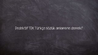 Dedektif TDK Türkçe sözlük anlamı ne demek?