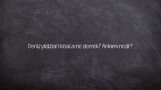 Denizyıldızları kısaca ne demek? Anlamı nedir?