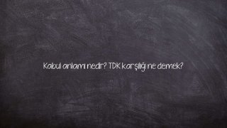 Kabul anlamı nedir? TDK karşılığı ne demek?