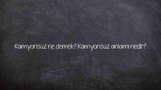 Kamyonsuz ne demek? Kamyonsuz anlamı nedir?