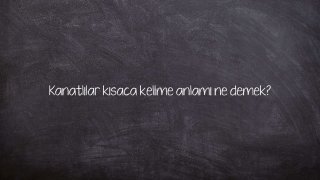 Kanatlılar kısaca kelime anlamı ne demek?