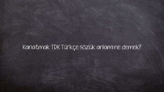 Kanatmak TDK Türkçe sözlük anlamı ne demek?