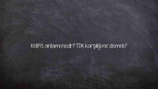 Kelifit anlamı nedir? TDK karşılığı ne demek?