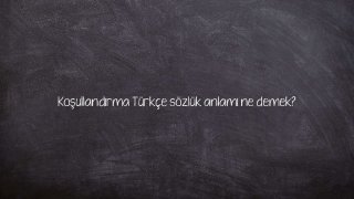 Koşullandırma Türkçe sözlük anlamı ne demek?