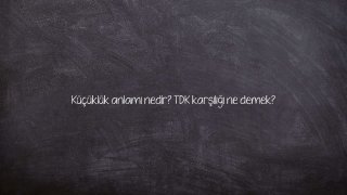 Küçüklük anlamı nedir? TDK karşılığı ne demek?