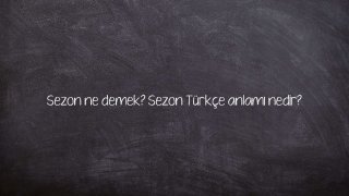 Sezon ne demek? Sezon Türkçe anlamı nedir?