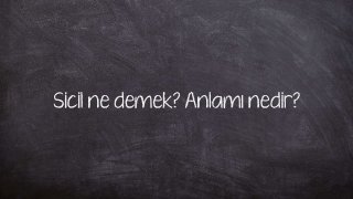 Sicil ne demek? Anlamı nedir?