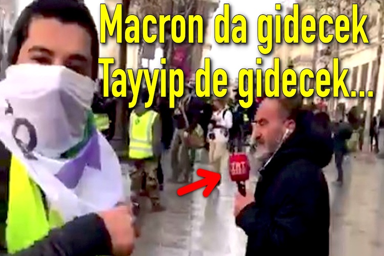 Sarı Yelekliler Eylemleri'nde Paris'te bir Türk eylemciden TRT Protestosu...